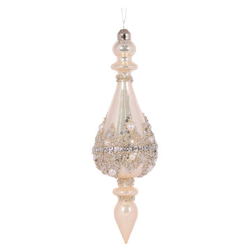Pearl Beaded Jewel Round Finial - My Christmas