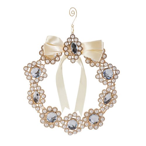 Pearl Brooch Wreath Ornament - Large - My Christmas