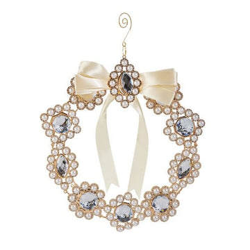 Pearl Brooch Wreath Ornament - Large - My Christmas