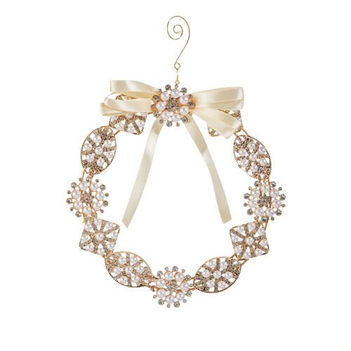 Pearl Brooch Wreath Ornament - Medium - My Christmas