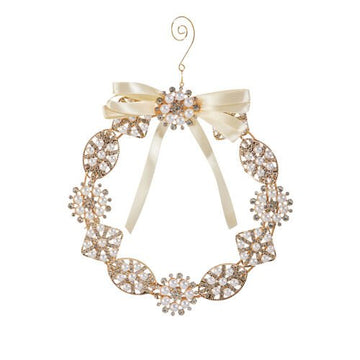 Pearl Brooch Wreath Ornament - Medium - My Christmas