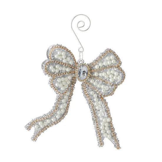Pearl Detail Bow Decoration - Small - My Christmas