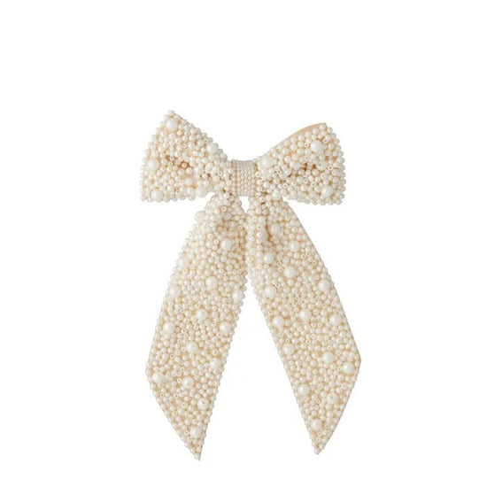 Pearl Ribbon Bow Decoration - Large - My Christmas