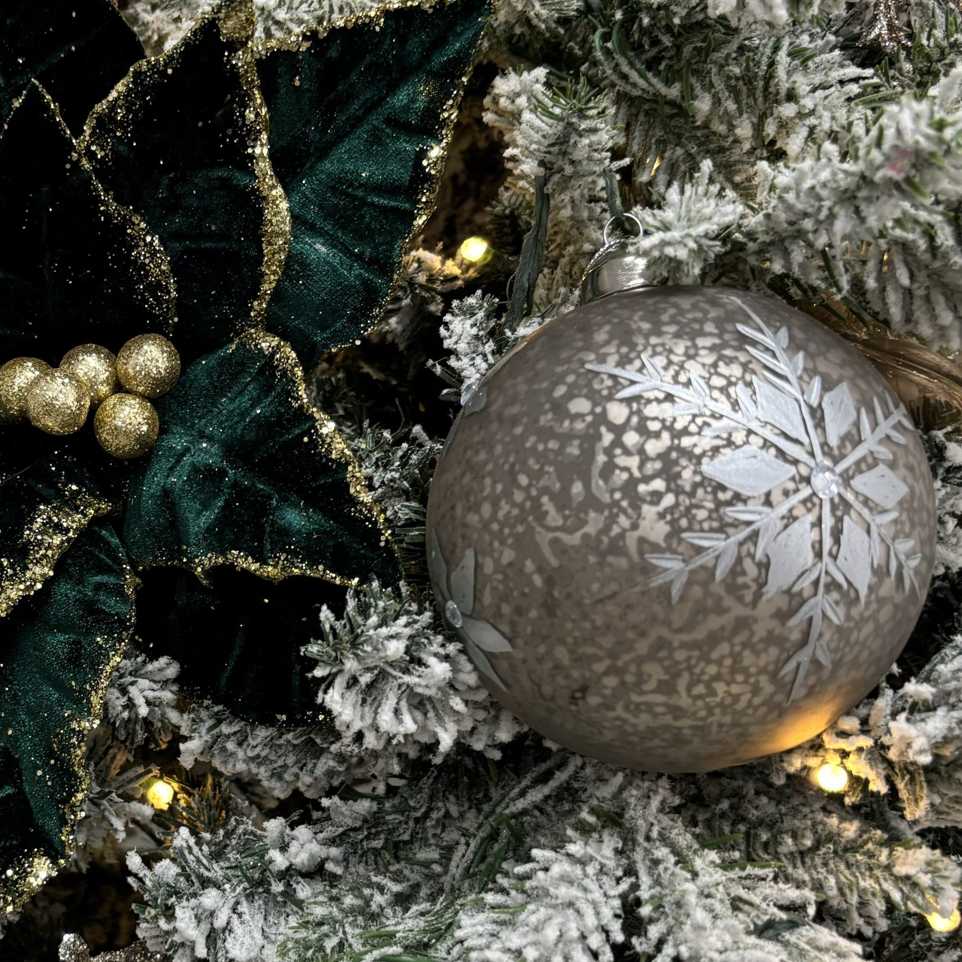 Pewter Snowflake Glass Bauble - My Christmas