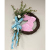 Pink and White Metal Sitting Bunny Sign - My Christmas