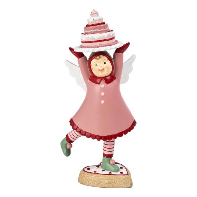 Pink Angel Holding Cake - My Christmas