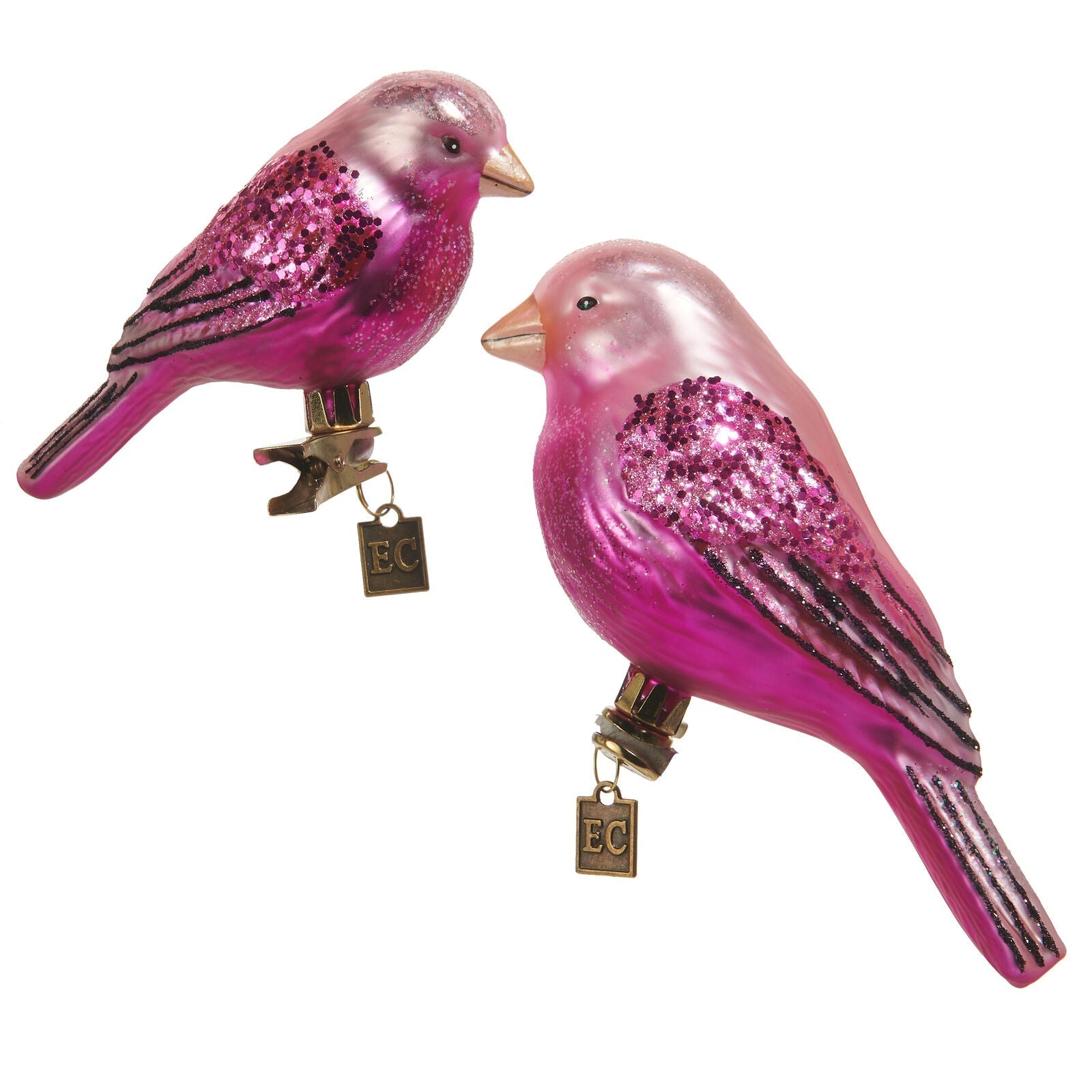 Pink Clip - On Fantasy Bird Ornament - Set of 2 - My Christmas