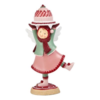 Pink Dancing Angel Holding Cake - My Christmas