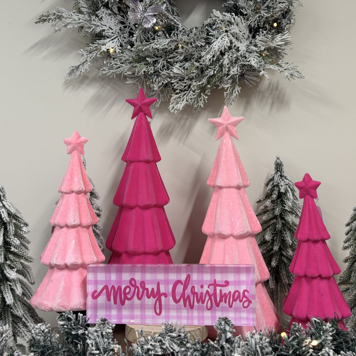 Pink Flocked Tree - 40cm - My Christmas