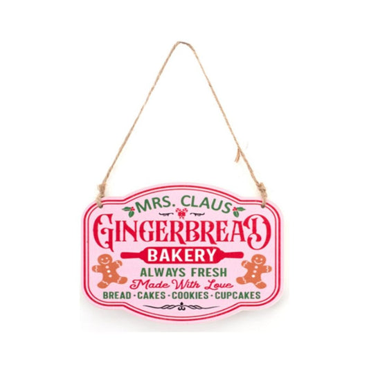 Pink Gingerbread Christmas Sign Ornament - My Christmas