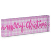 Pink Gingham Merry Christmas Block - My Christmas
