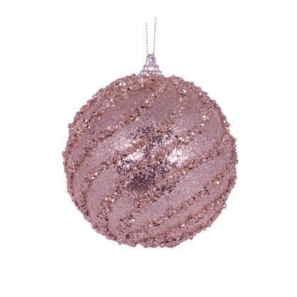 Pink Glittered Swirl Bauble - My Christmas