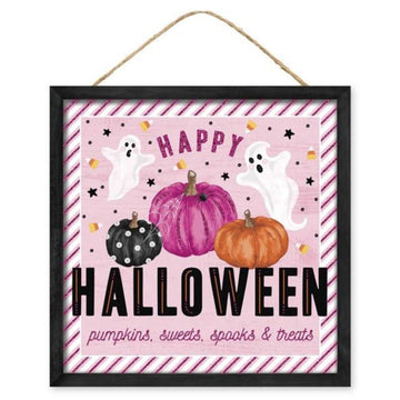 Pink Happy Halloween Sign - My Christmas