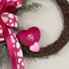 Pink Heart Wreath with Bow - My Christmas