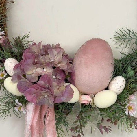 Pink Hydrangea with Egg Wreath - My Christmas