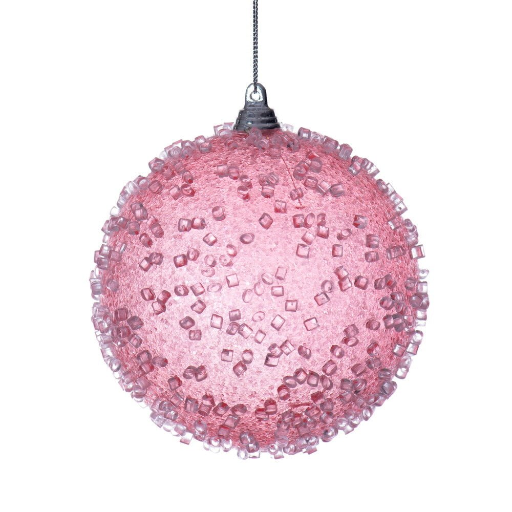 Pink Icy Sugar Bauble - 10cm - My Christmas