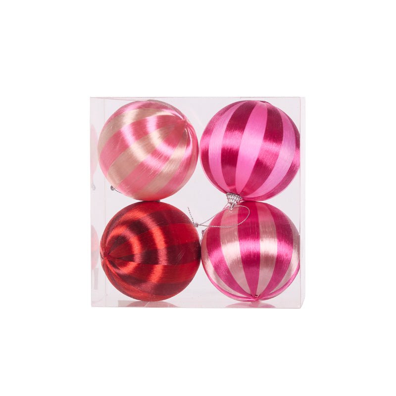 Pink Joy Silk Baubles - Pack of 4 - My Christmas