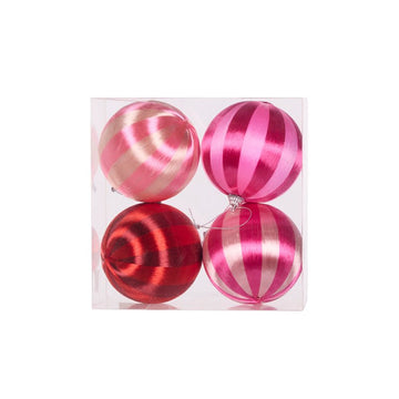 Pink Joy Silk Baubles - Pack of 4 - My Christmas