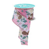 Pink Poinsettia and Pinecone Ribbon - My Christmas