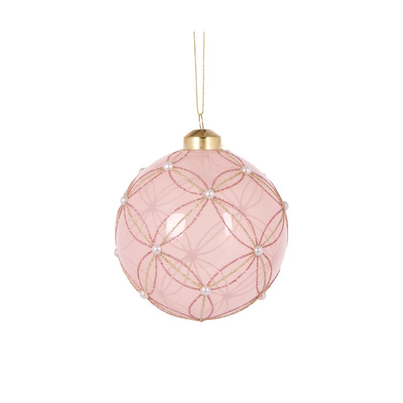 Pink Quilted Pearl Bauble - My Christmas