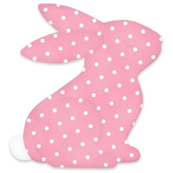 Pink, Red and White Metal Sitting Bunny Sign - My Christmas
