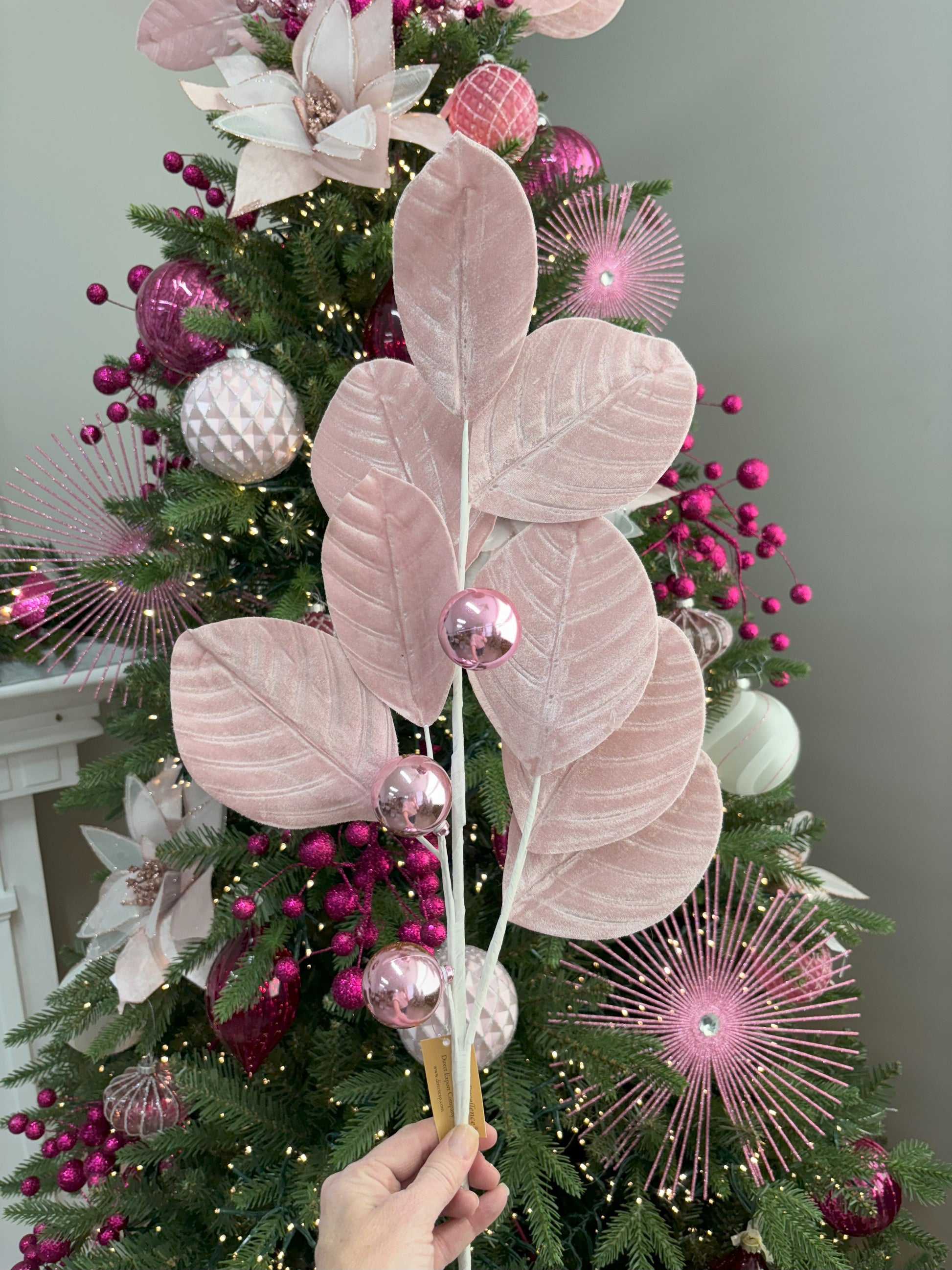 Pink Velvet Leaf Spray - My Christmas
