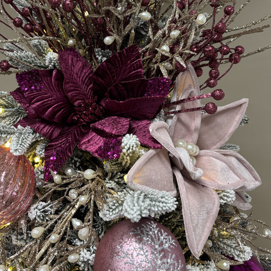 Pink Velvet Poinsettia with Pearls - My Christmas