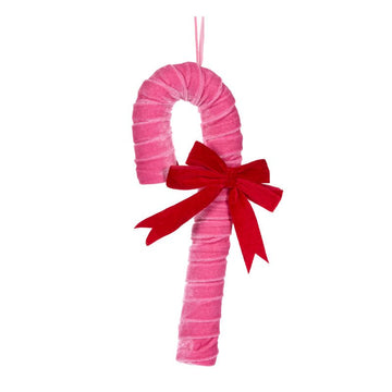 Pink Velvet Ribboned Candy Cane - My Christmas