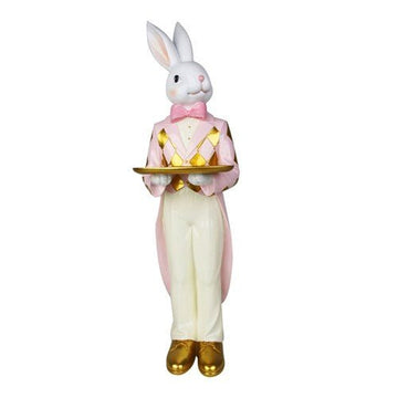 Pink & White Bunny with Gold Tray - My Christmas