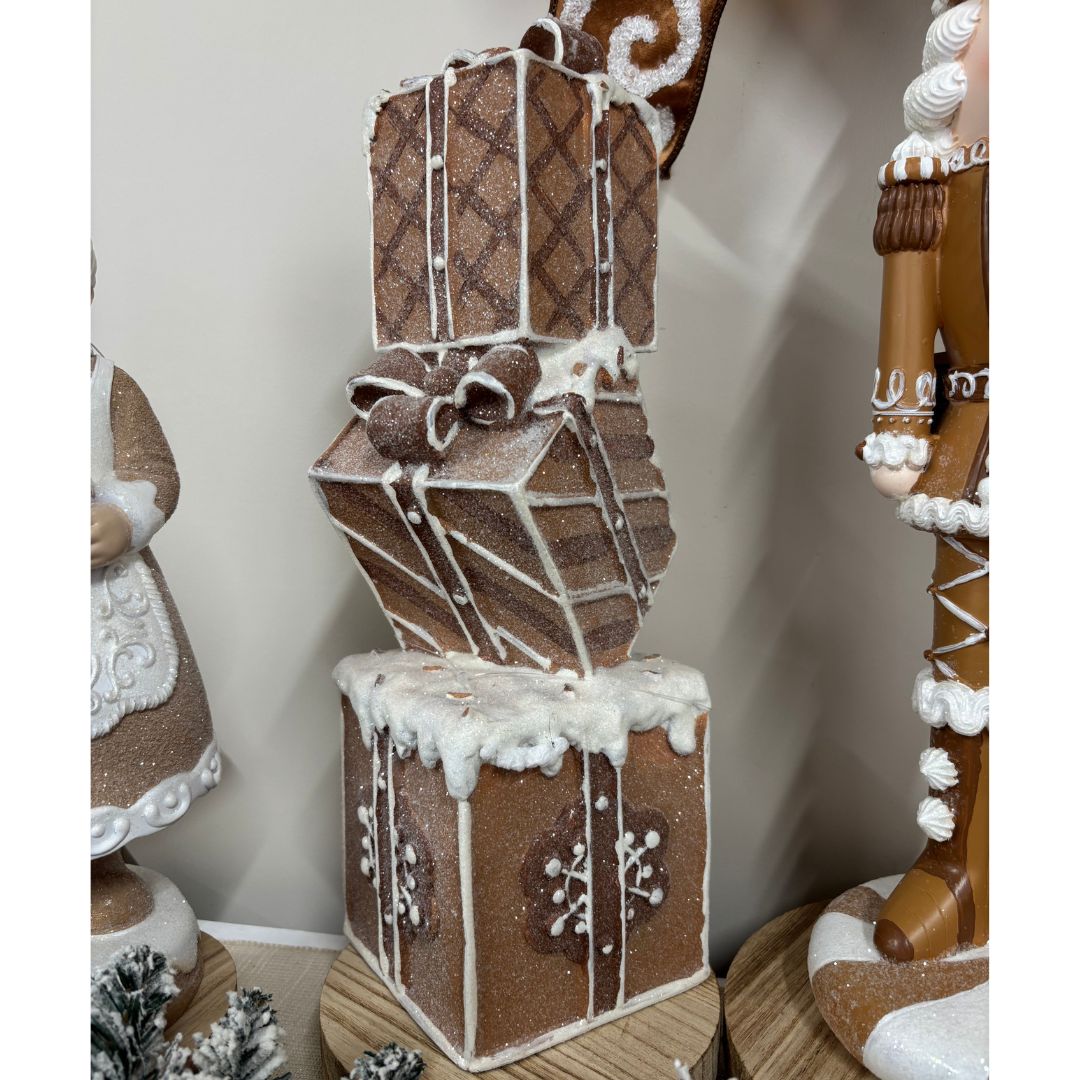 Piped Gingerbread Present Stack - 36cm - My Christmas