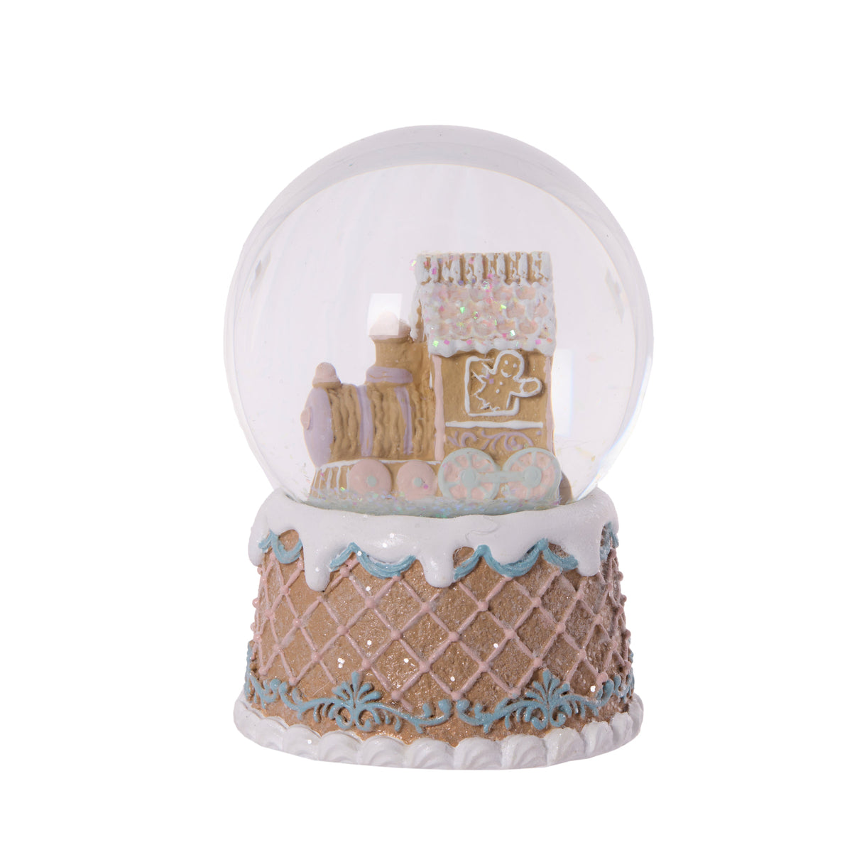 Piped Pastel Gingerbread Train Snowglobe - My Christmas