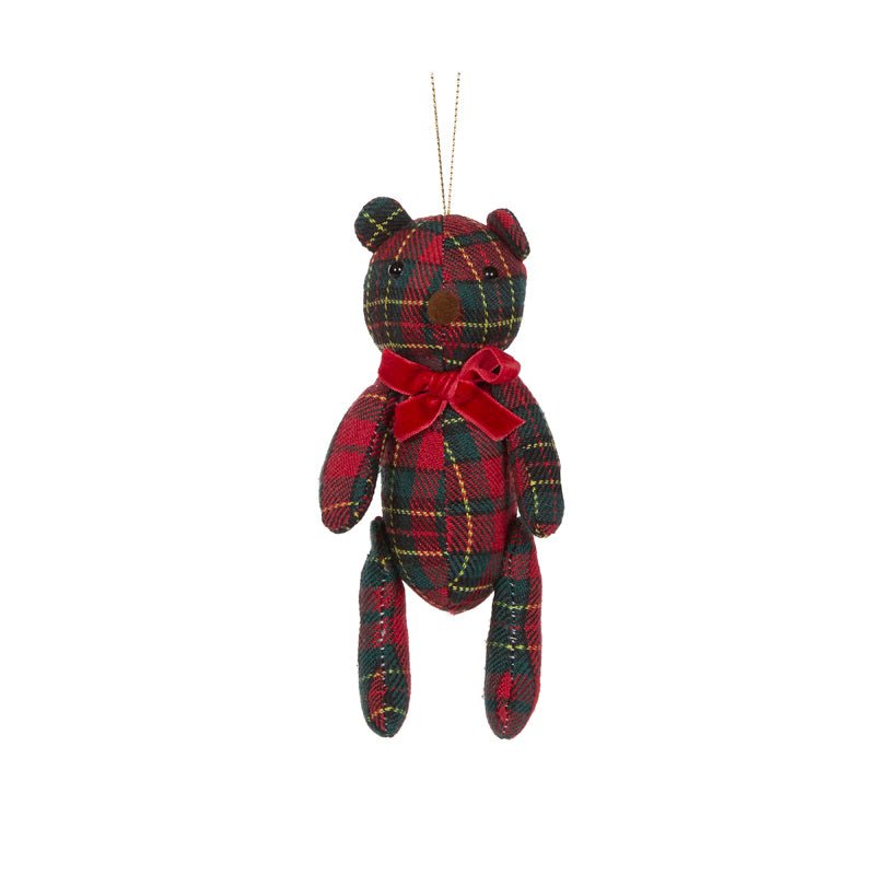 Plaid Hanging Teddy Bear - My Christmas