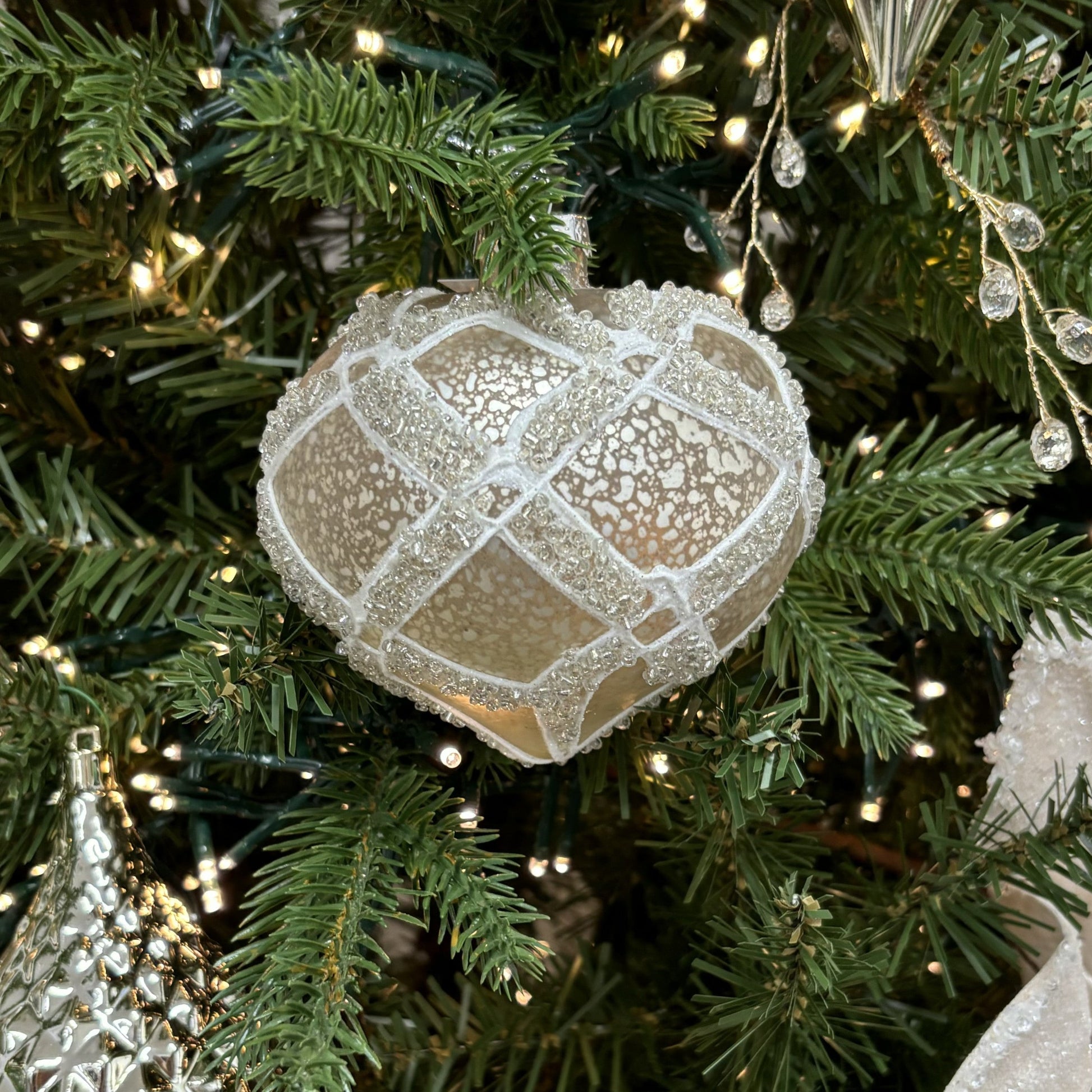 Platinum Glass Onion Ornament - My Christmas