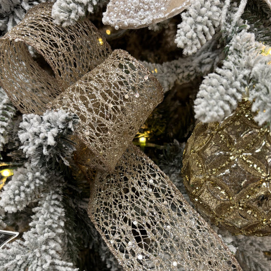 Platinum Glitter Mesh Ribbon - My Christmas