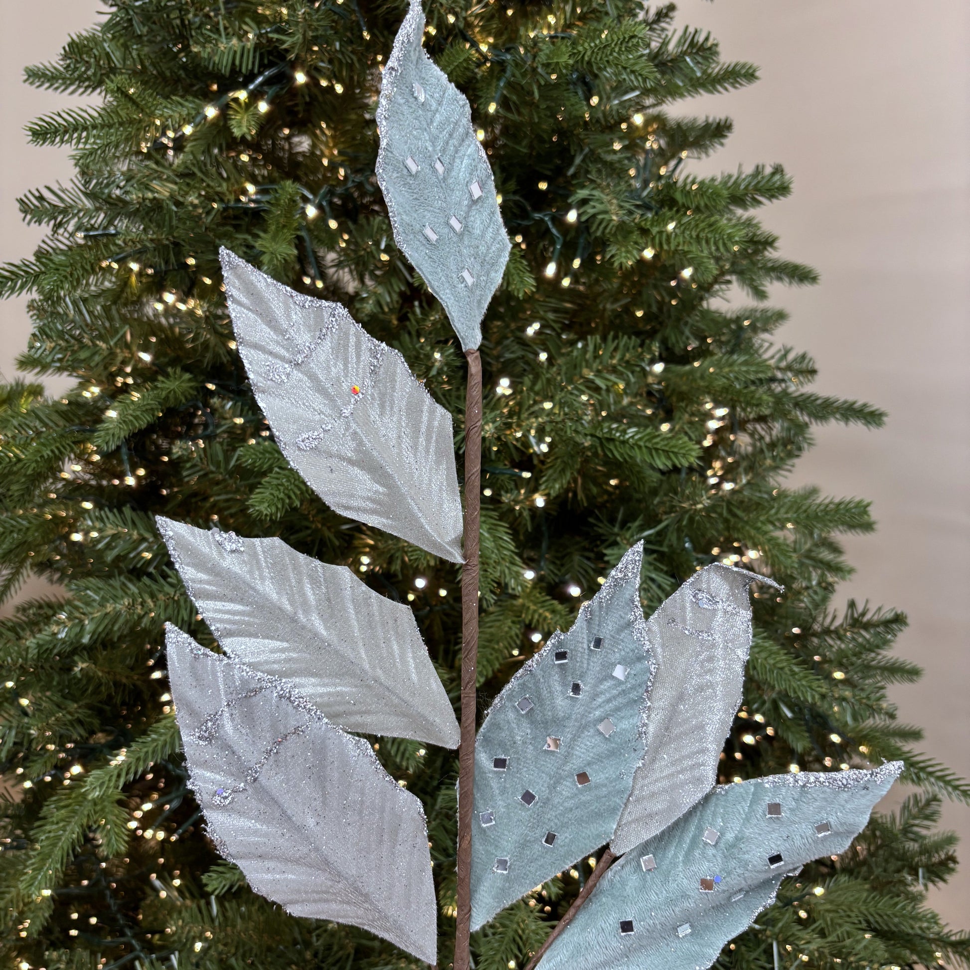 Platinum Jewel Leaf Spray - My Christmas