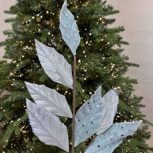 Platinum Jewel Leaf Spray - My Christmas