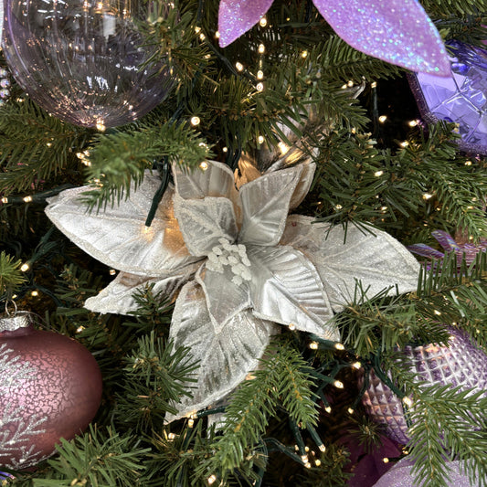 Platinum Poinsettia with Clip - My Christmas