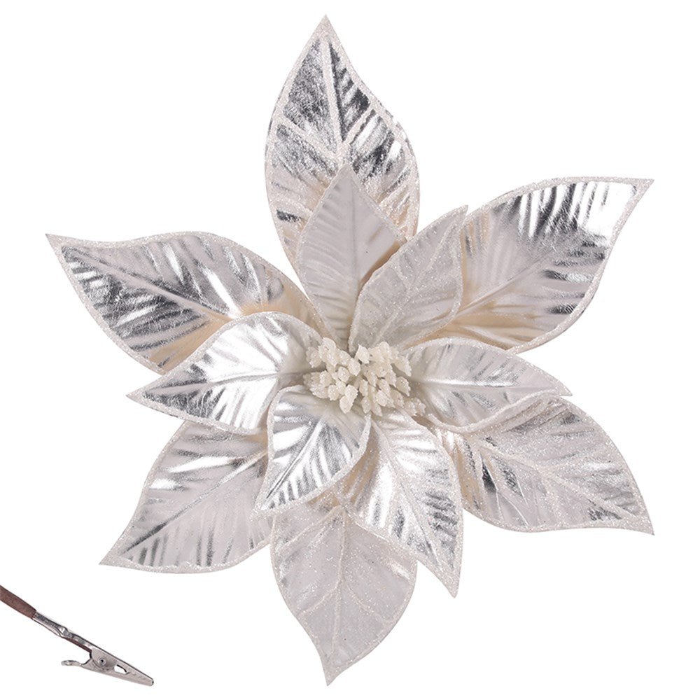 Platinum Poinsettia with Clip - My Christmas