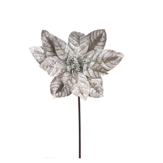 Platinum Velvet Poinsettia with Glitter Details - My Christmas