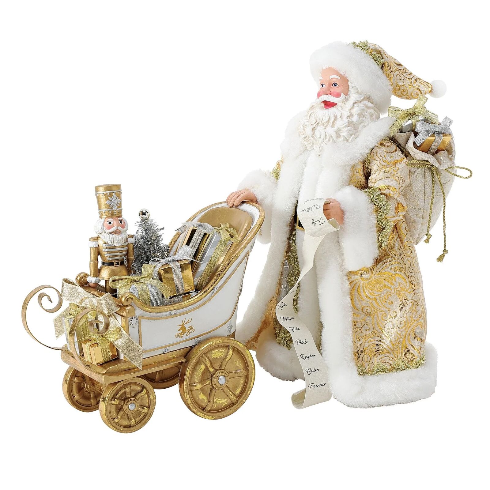 Possible Dreams - Gold and Ivory Santa with Sleigh - My Christmas