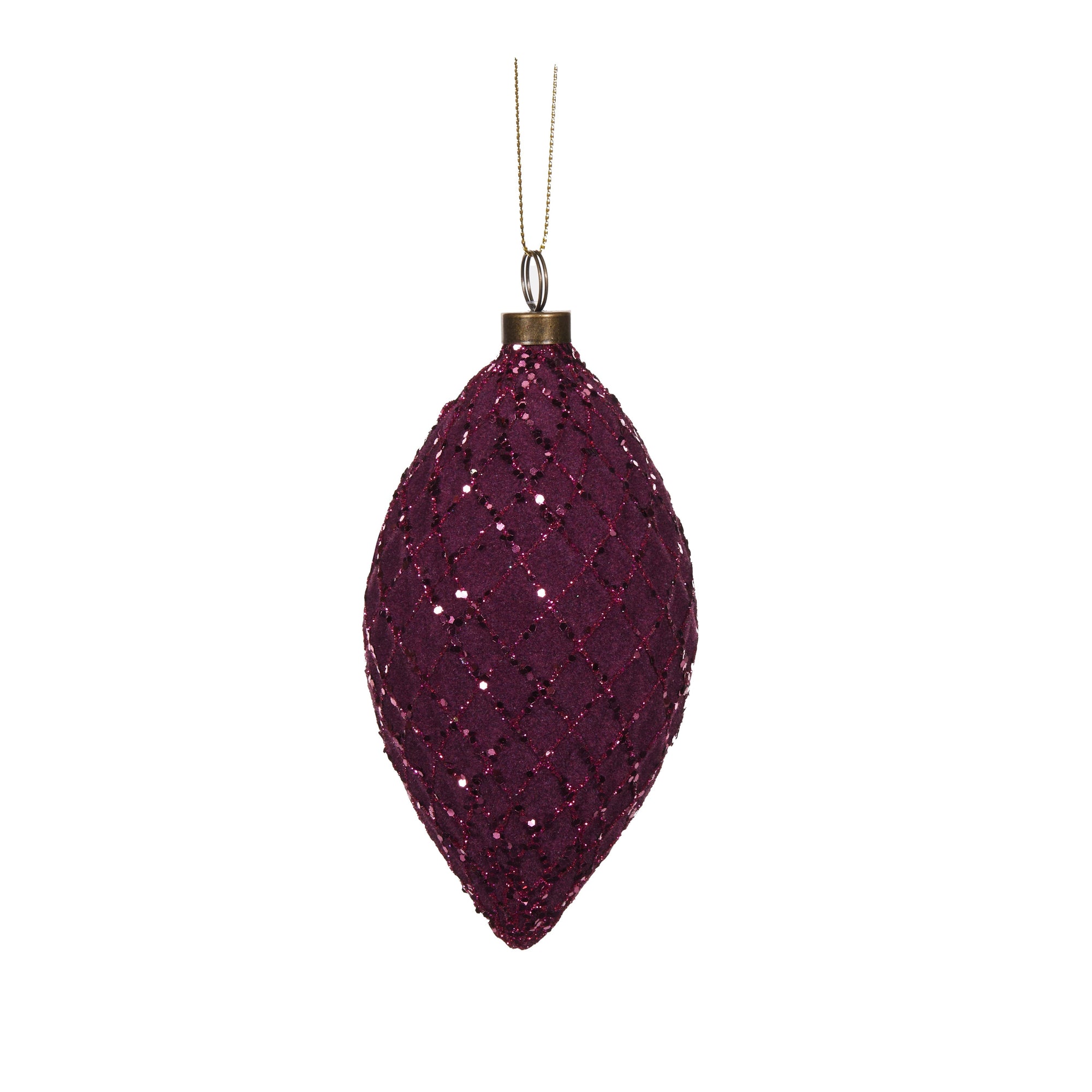 Purple Velvet Lattice Drop Bauble - My Christmas