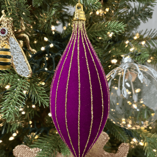Purple Velvet Striped Shuttle Ornament - My Christmas