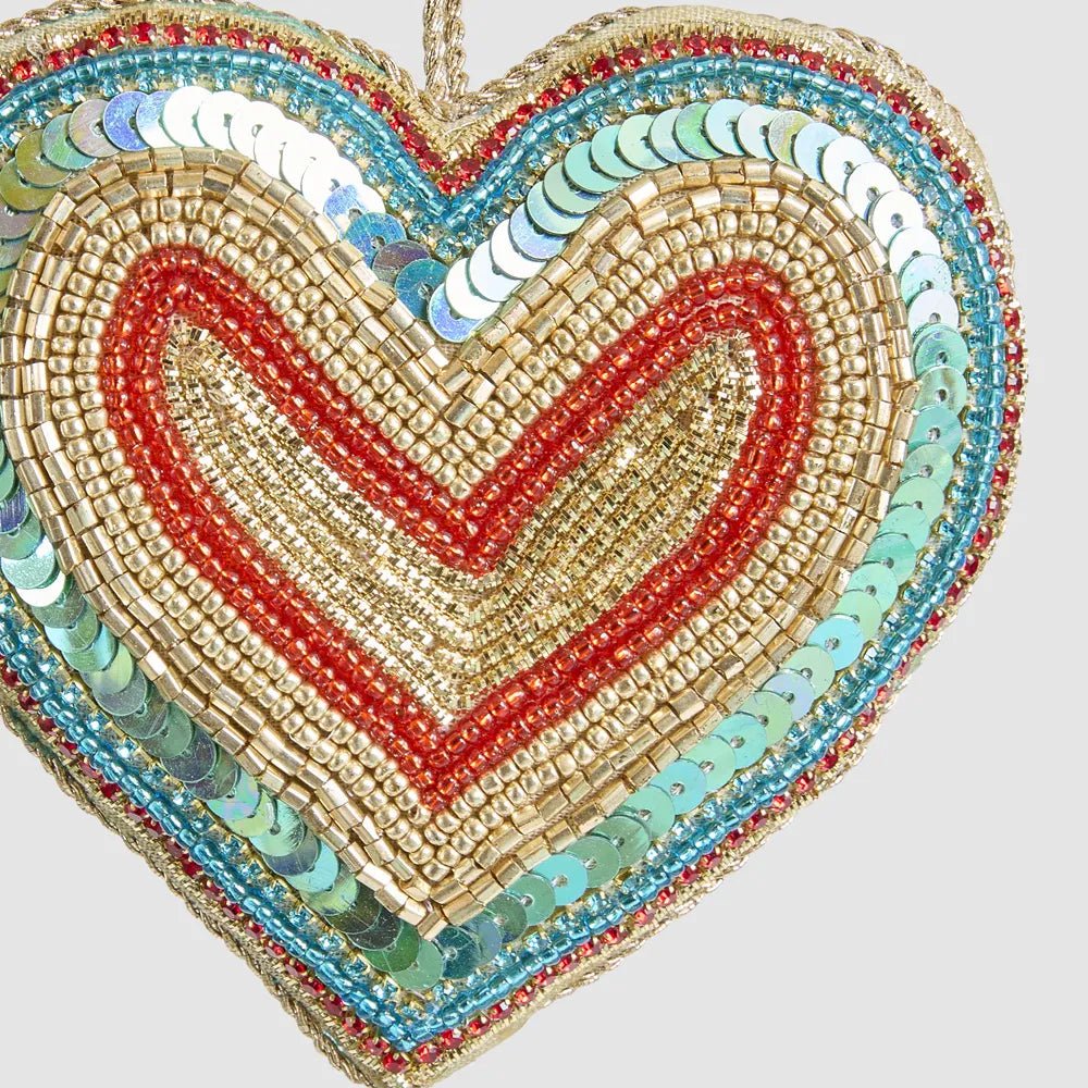 Red and Blue Astini Heart Ornament - My Christmas