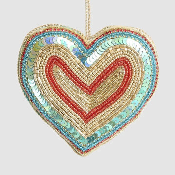 Red and Blue Astini Heart Ornament - My Christmas
