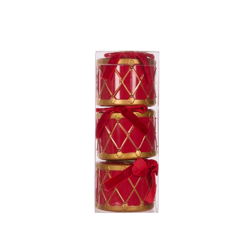 Red and Gold 7cm Hanging Drums - Pack of 3 - My Christmas