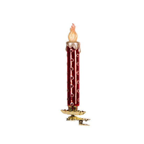 Red and Gold Polka Dot Glass Clip Candle - My Christmas