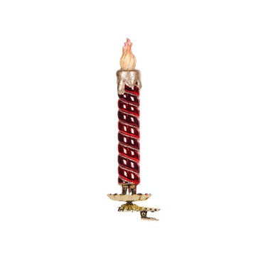 Red and Gold Swirl Glass Clip Candle - My Christmas