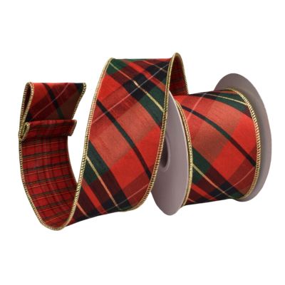 Red and Green Check Ribbon - 64mm - My Christmas