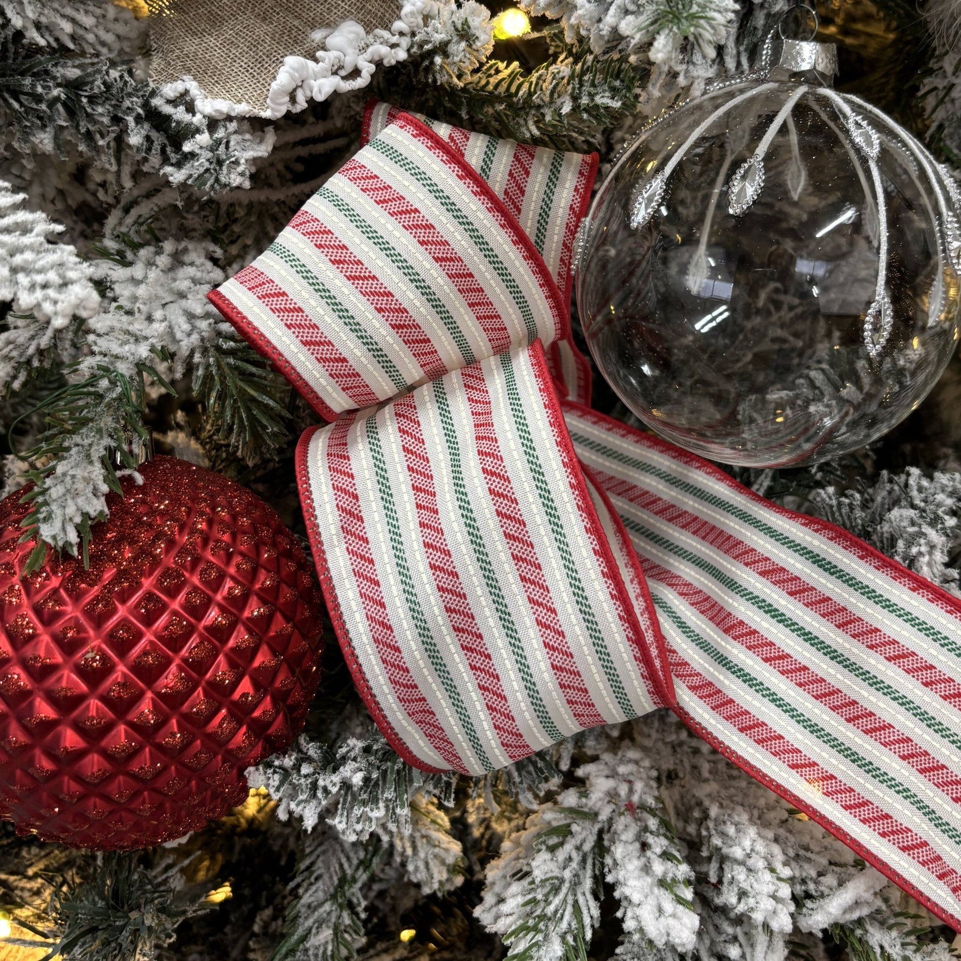 Red and Green Slash Stripe Ribbon - My Christmas