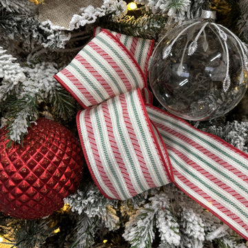 Red and Green Slash Stripe Ribbon - My Christmas